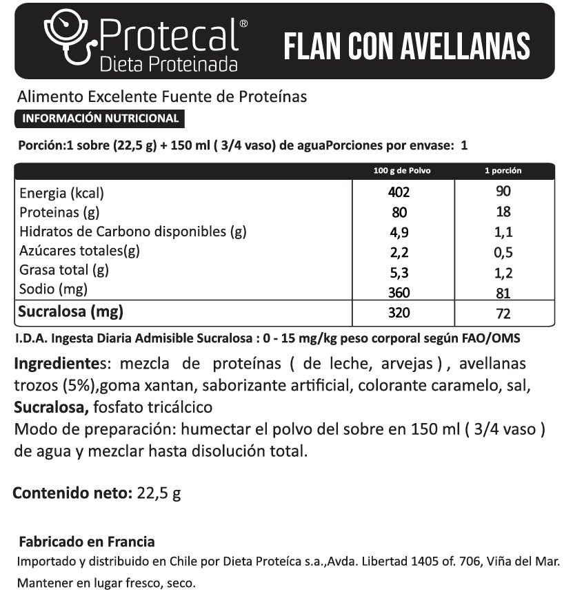 Postre Crema de Avellana - 7 Sobres