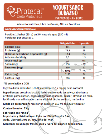 Yogurt Sabor Durazno - 7 Sobres
