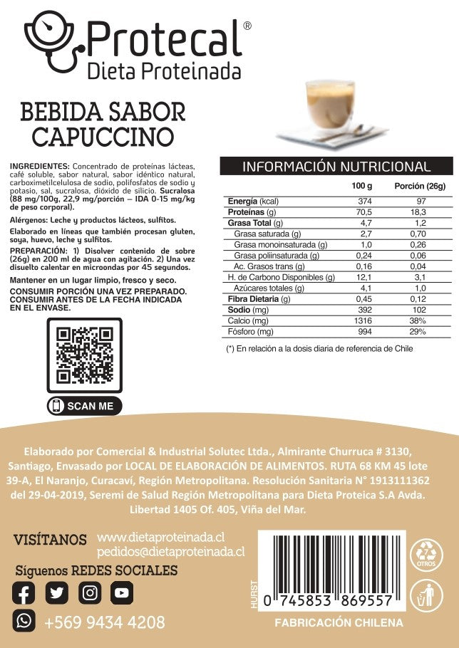 Bebida Sabor Capuccino - 7 Sobres