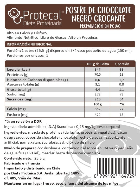 Postre de Chocolate Negro Crocante - 7 Sobres