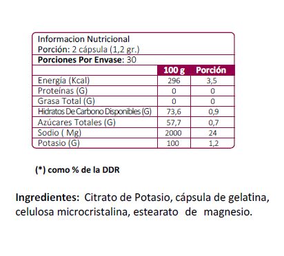 Potasio - 60 cápsulas / frasco